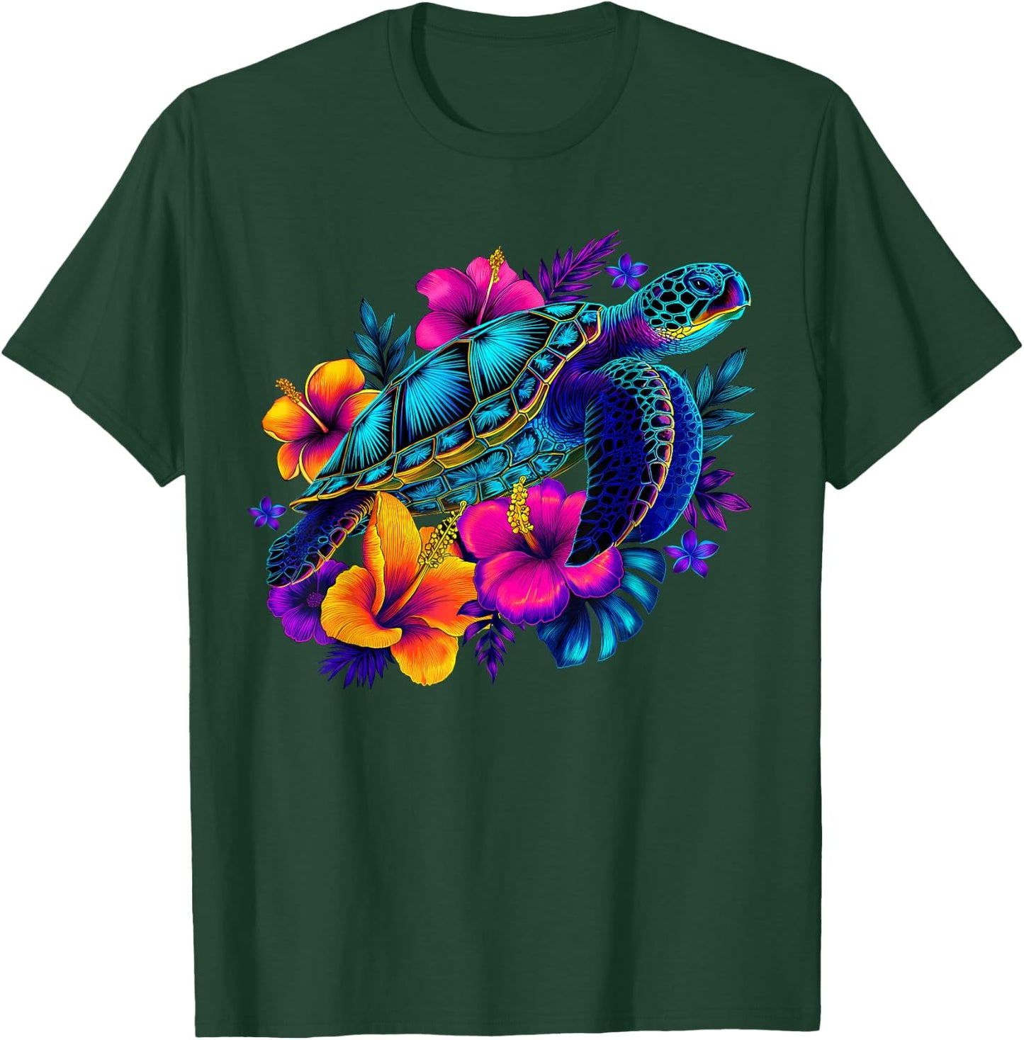 Retro Sea Turtle Summer Beach Ocean Animal Aloha Maui Hawaii T-Shirt - T-Shirt | Forest