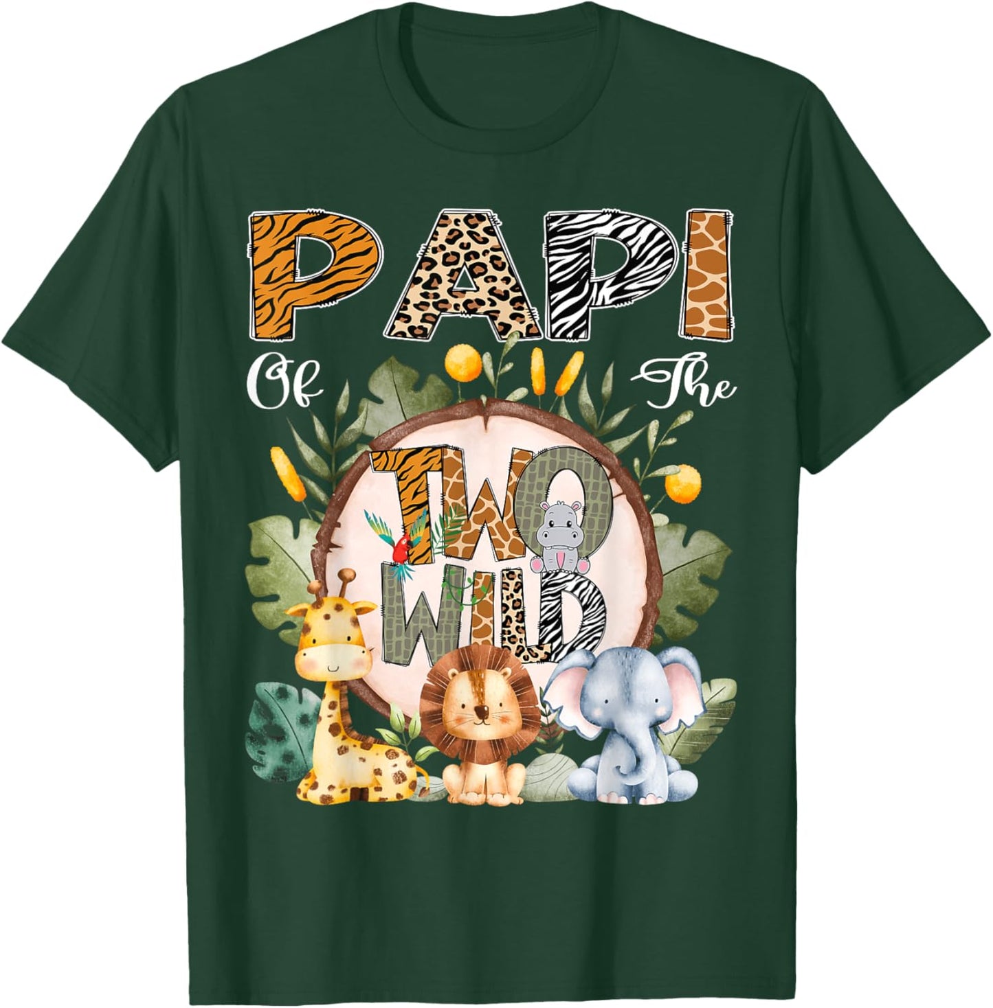 Papi Of The Two Wild Animal Safari 2Nd Birthday Party T-Shirt - T-Shirt | Forest
