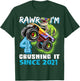 4th Birthday Monster Truck Dinosaur Party Boys Rawr I'm 4 T-Shirt - T-Shirt | Forest