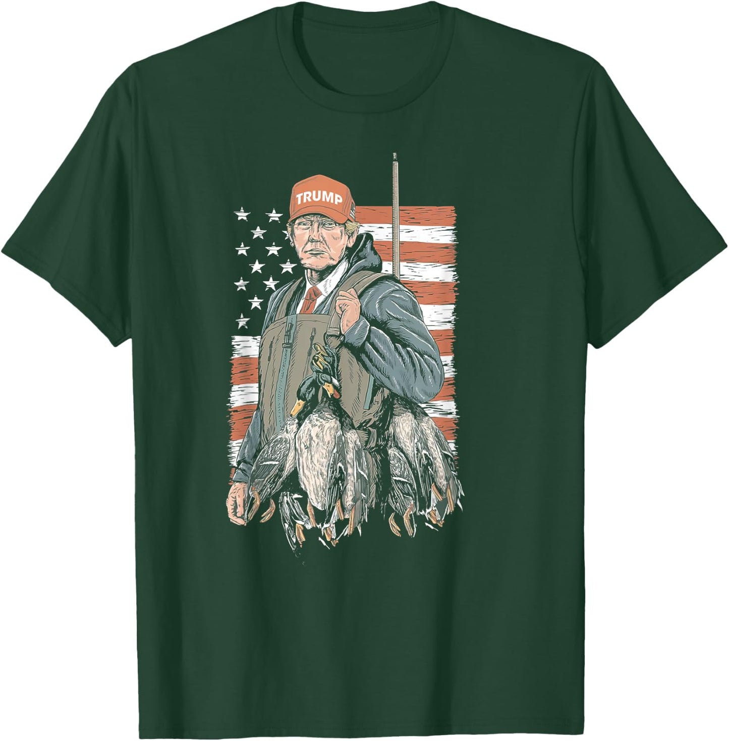 Duck Hunting Trump Camo Hello Hunting Season US Flag T-Shirt - T-Shirt | Forest