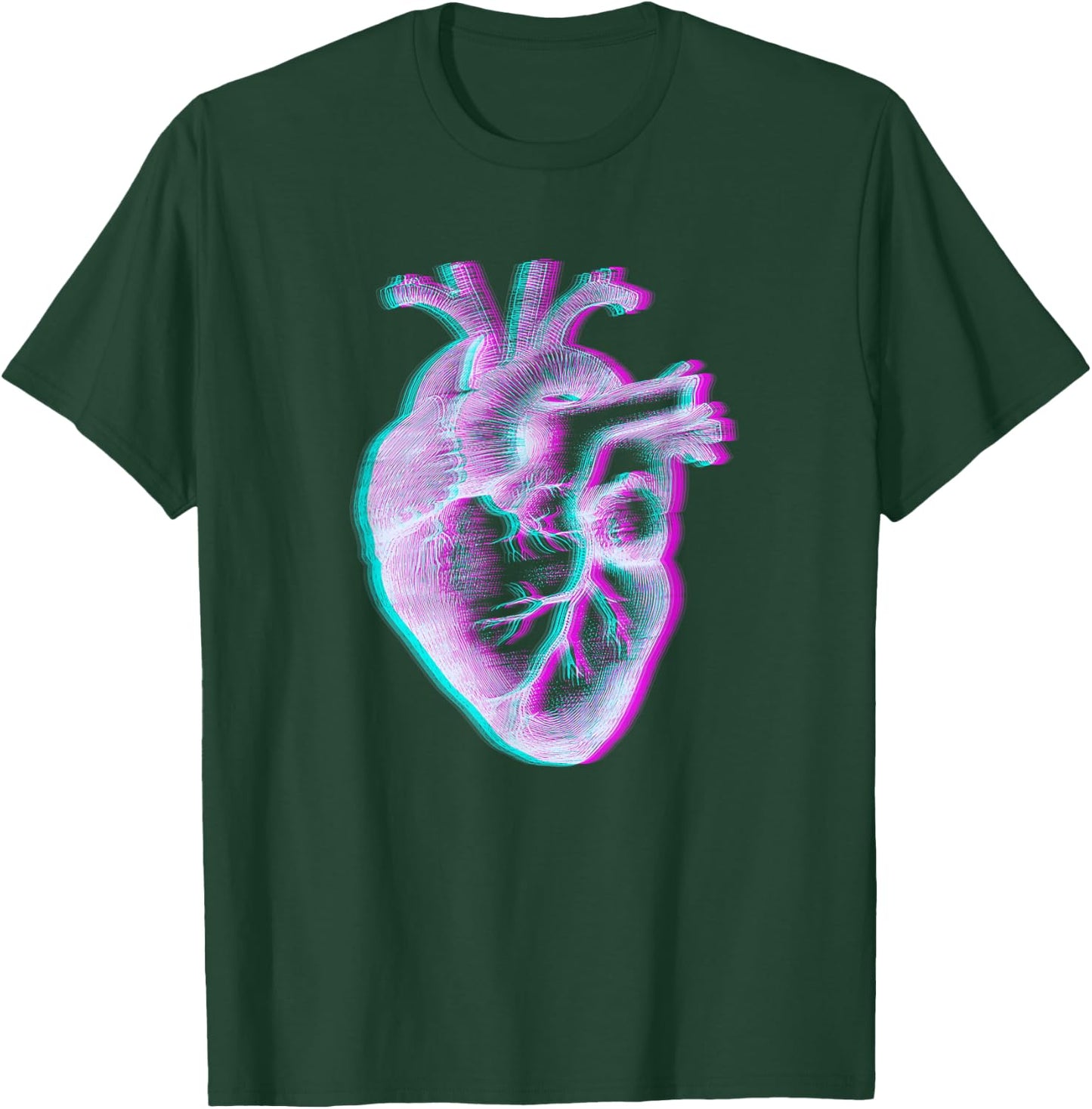 Anatomical Heart Vaporwave Aesthetic Retrowave Glitch Trippy T-Shirt - T-Shirt | Forest