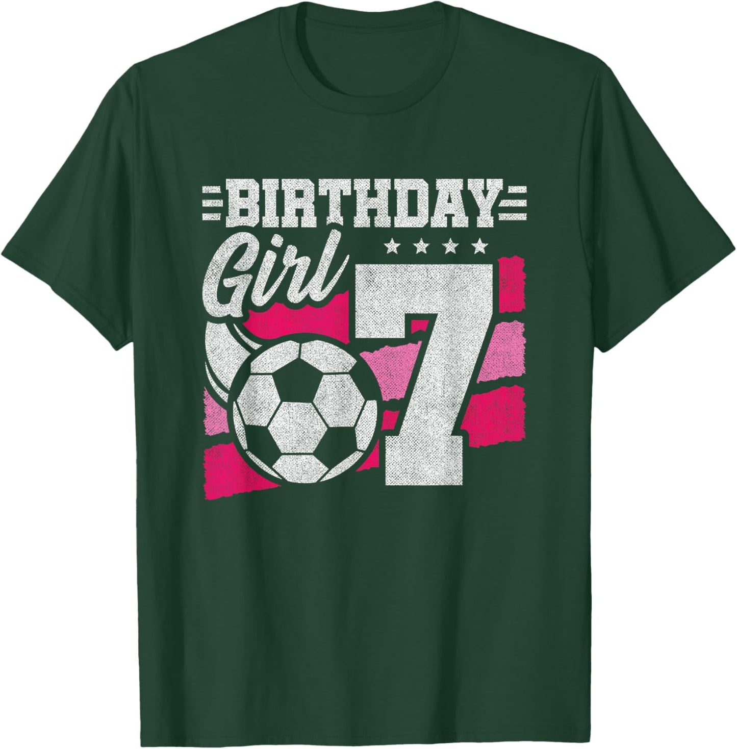7 Year Old Soccer Birthday - Girls 7th Birthday Soccer T-Shirt - T-Shirt | Forest