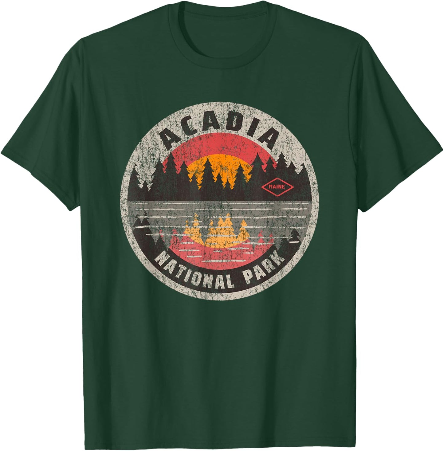 Vintage Acadia National Park Maine Camping Hiking T-Shirt - T-Shirt | Forest