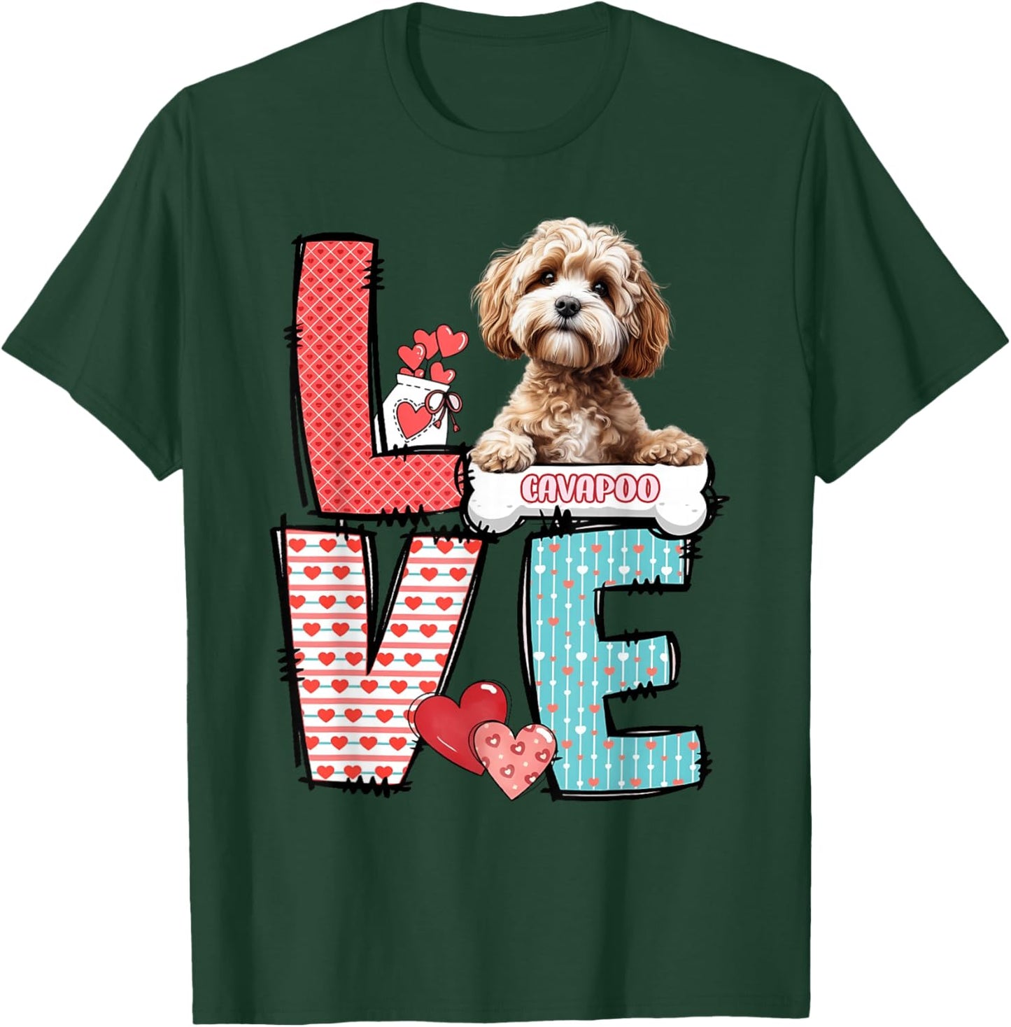 LOVE Cavapoo Dog Happy Valentines Day T-Shirt - T-Shirt | Forest