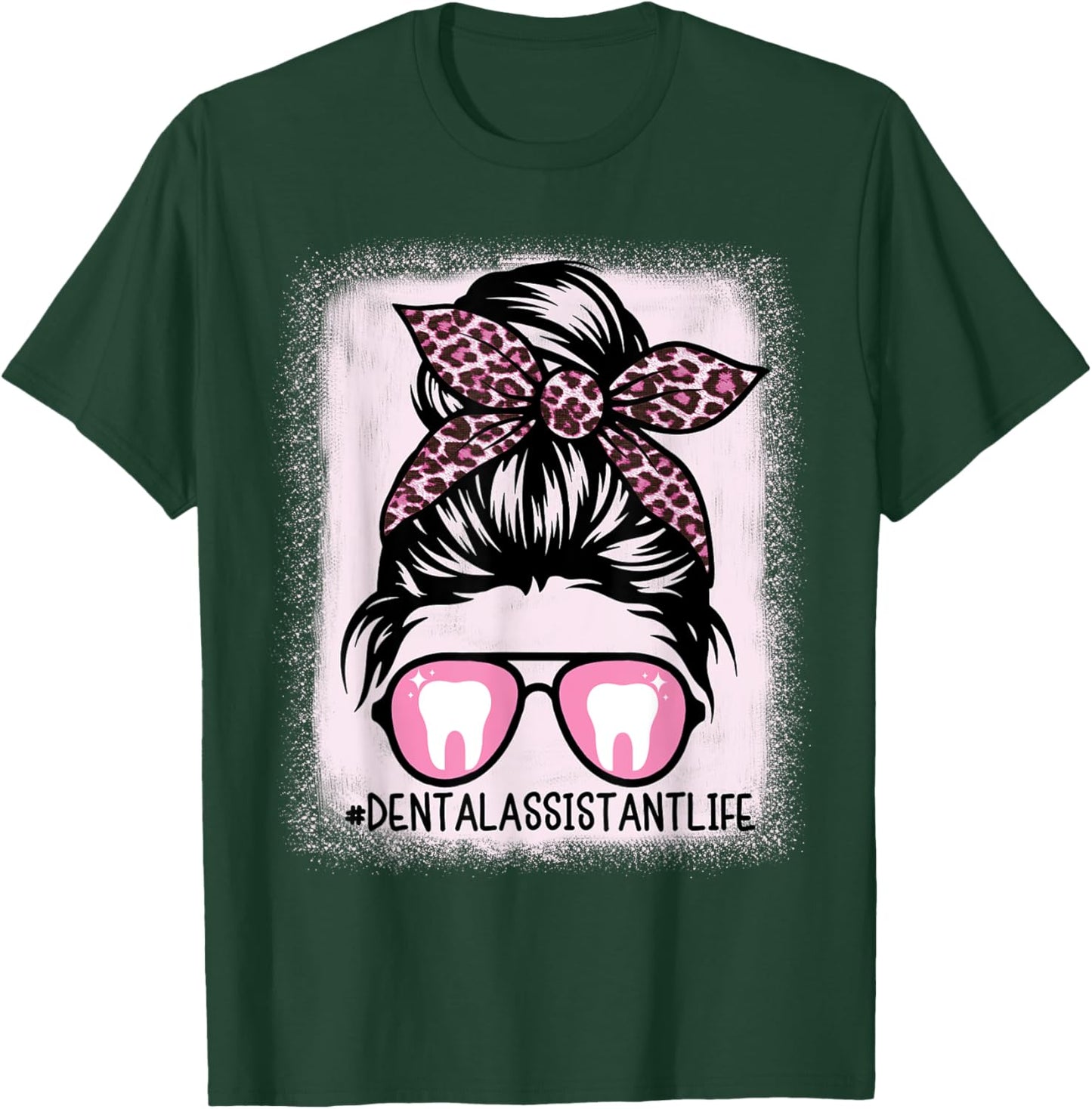 Women Dental Hygienist or Assistant Life Leopard Bleached T-Shirt - T-Shirt | Forest