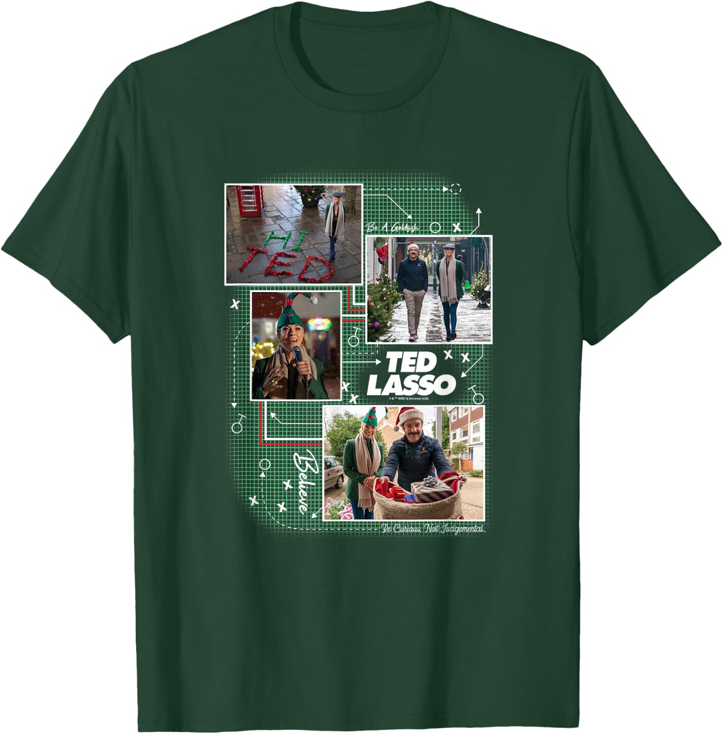 Ted Lasso -Adults Black Graphic , Small, Short Sleeve, Modern, Casual, Soccer, Holiday, Christmas T-Shirt - T-Shirt | Forest