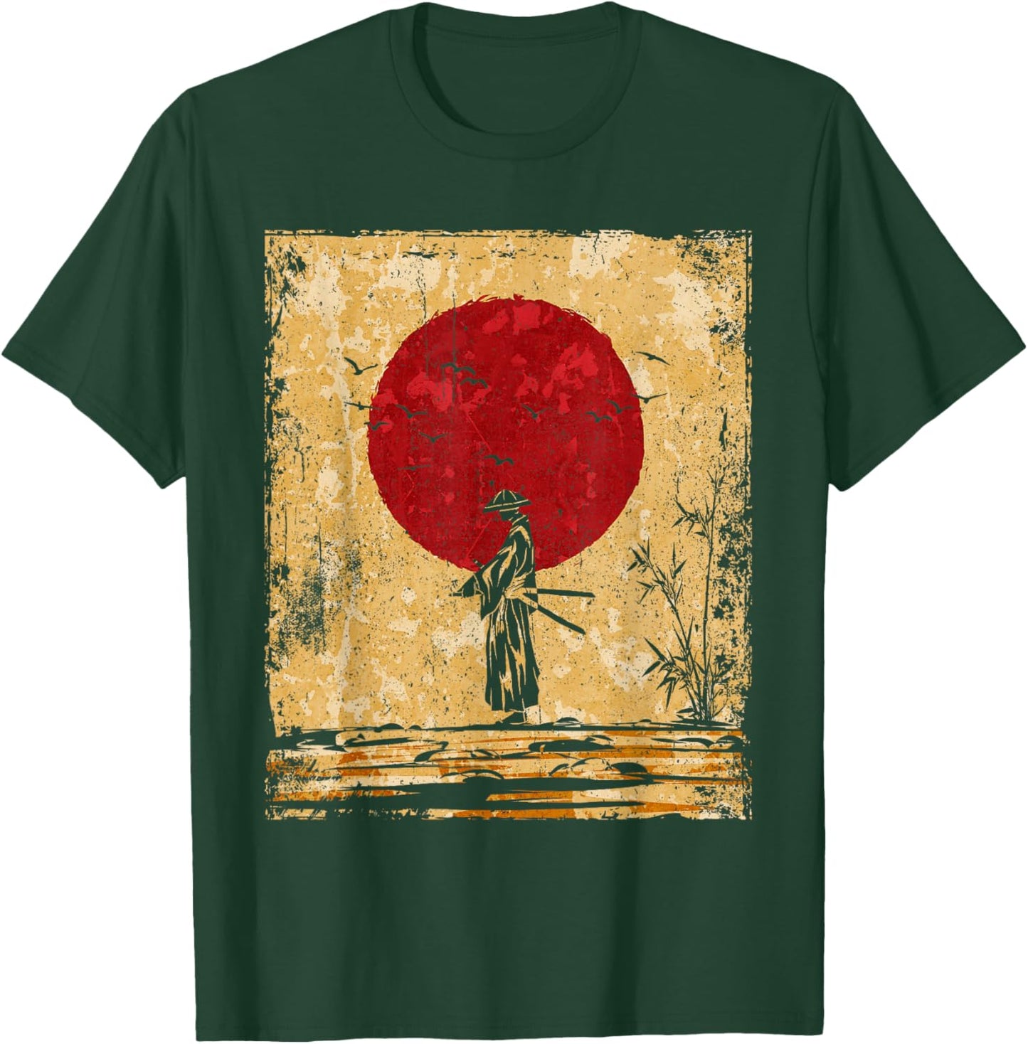 Samurai Japanese Art Vintage Fighter Retro T-Shirt - T-Shirt | Forest