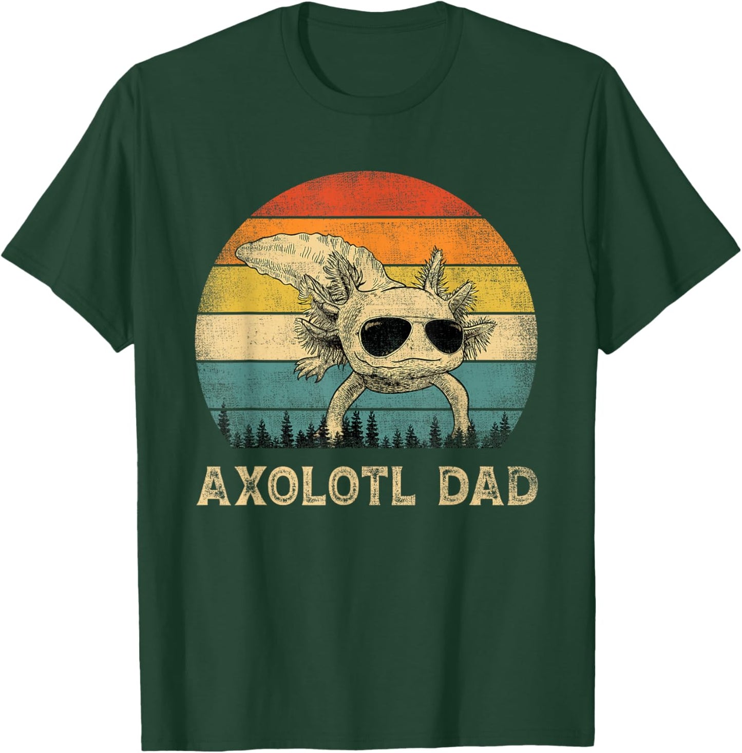 Vintage Axolotl Dad Axolotl Lovers Daddy Father's Day T-Shirt - T-Shirt | Forest