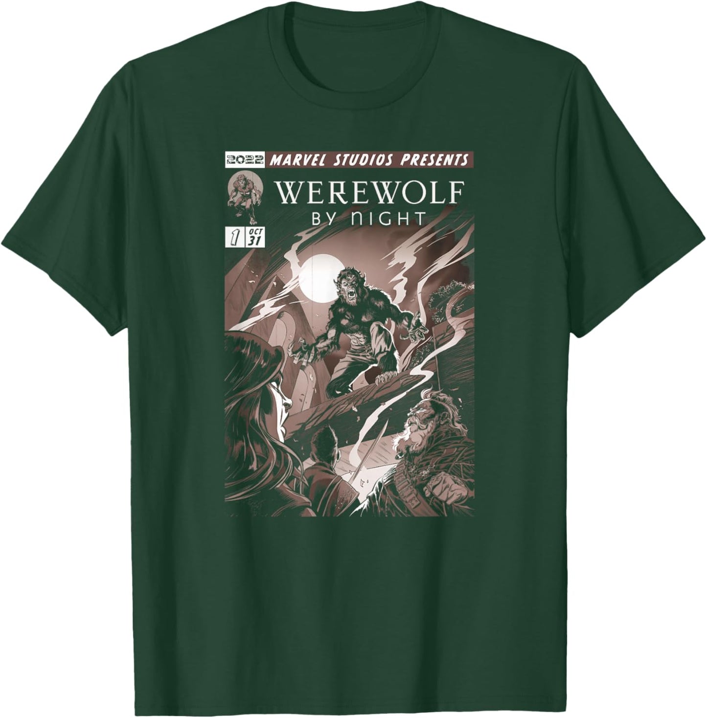 Marvel Werewolf by Night Jack Colorless Comic Cover T-Shirt - T-Shirt | Forest