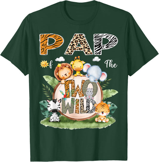 Pap Of The Two Wild 2Nd Birthday Safari Animal Lover T-Shirt - T-Shirt | Forest