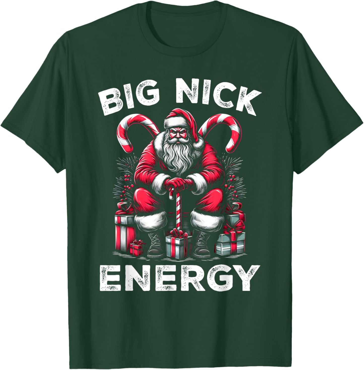 Big Nick Energy Funny Santa Claus Christmas Men Women Kids T-Shirt - T-Shirt | Forest