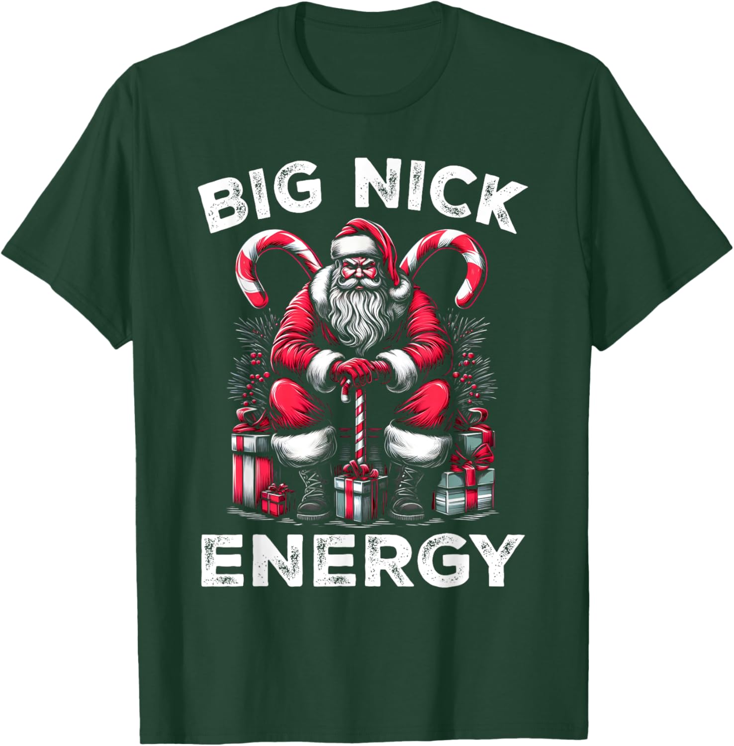 Big Nick Energy Funny Santa Claus Christmas Men Women Kids T-Shirt - T-Shirt | Forest