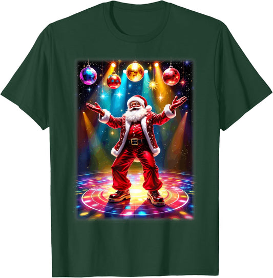 Retro Disco Santa Funky Vintage Christmas T-Shirt - T-Shirt | Forest