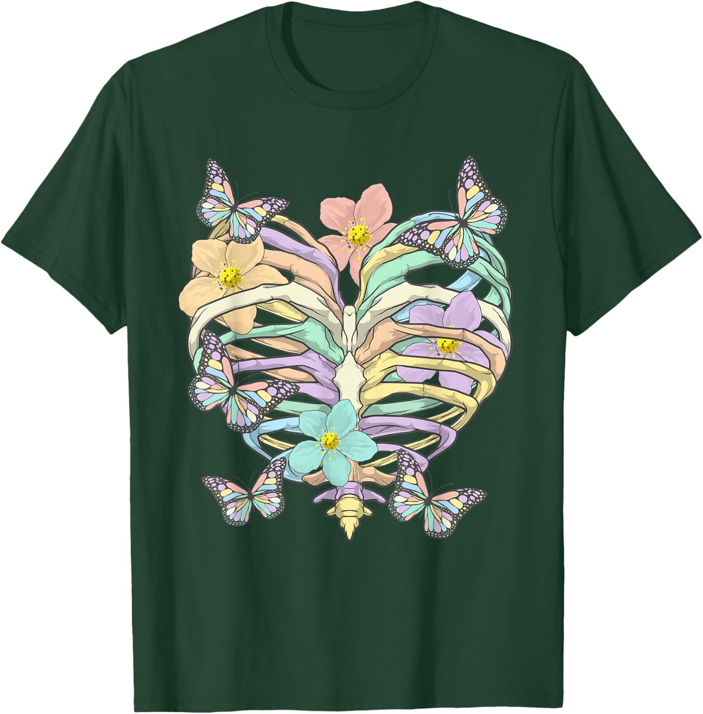 Pastel Goth Heart Ribcage Harajuku Goth Aesthetic Otaku T-Shirt - T-Shirt | Forest