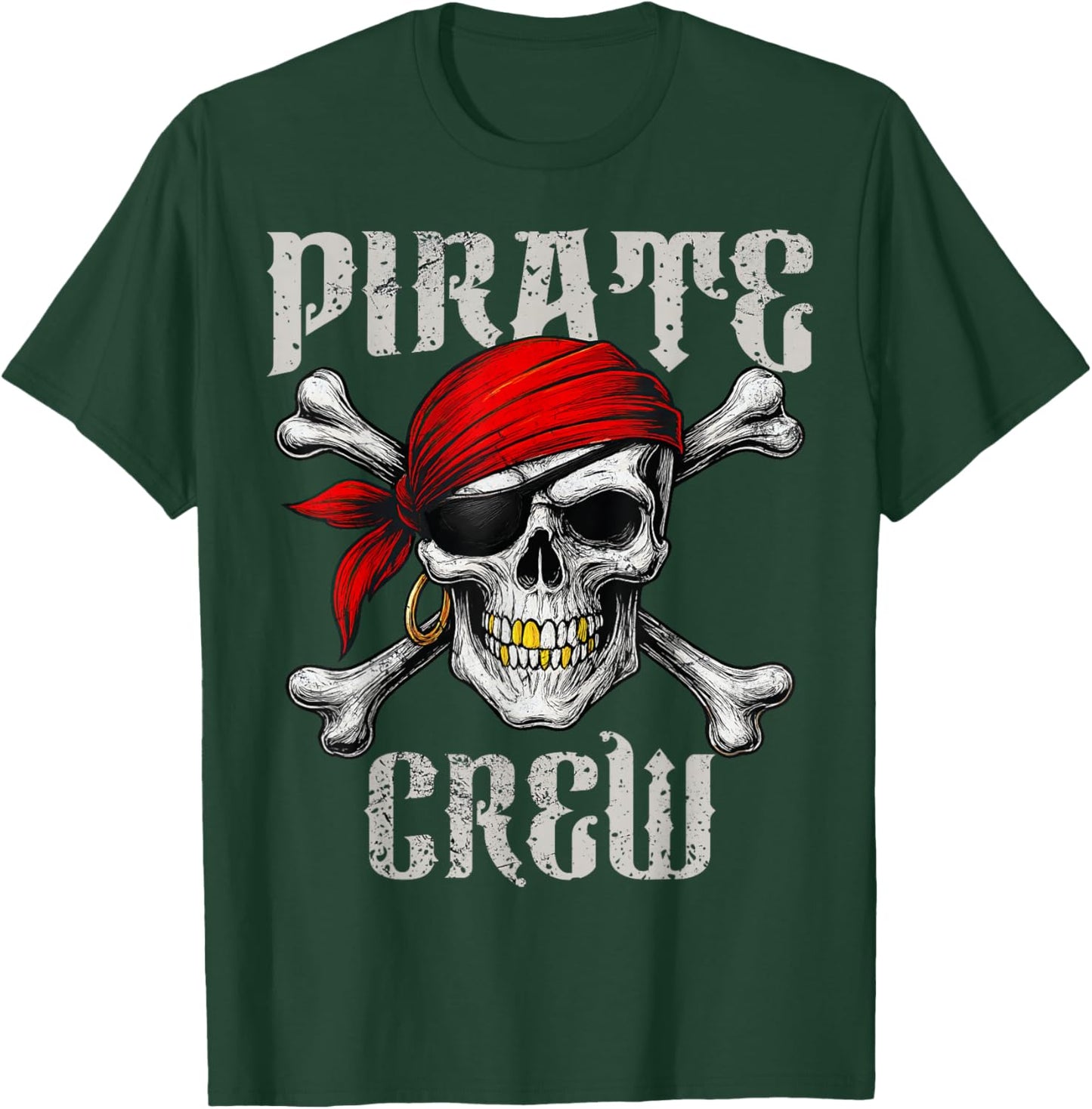 Pirate Crew Jolly Roger Flag & Skull Crossbones Halloween T-Shirt - T-Shirt | Forest