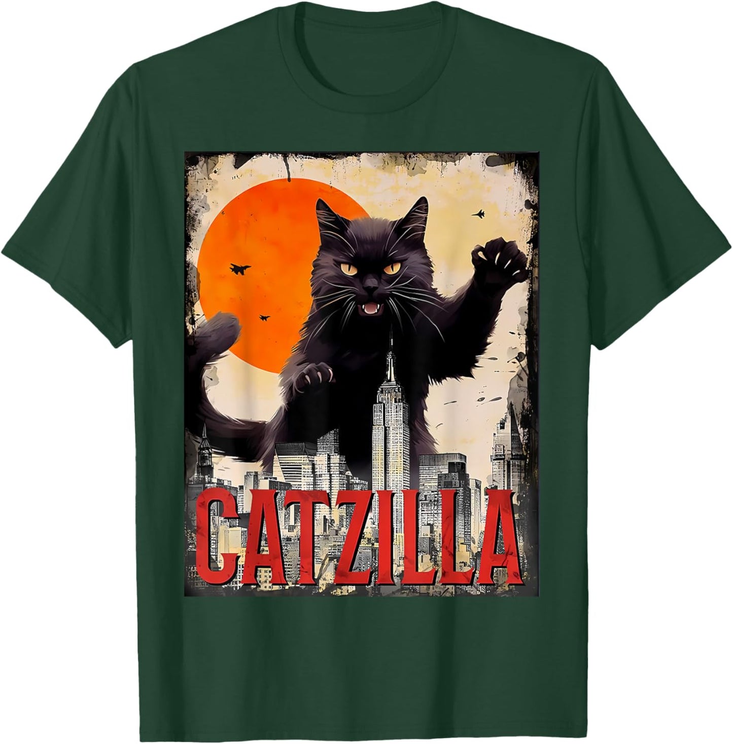 Catzilla Cat Art Funny Cat Gifts T-Shirt - T-Shirt | Forest