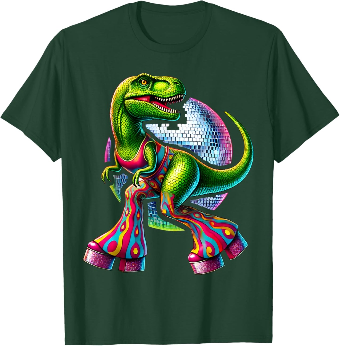 Funny Dancing Dinosaur, Disco Dino Party, Dinosaur Retro T-Shirt - T-Shirt | Forest