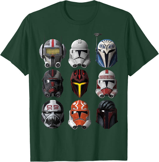 Star Wars: The Clone Wars Clone Helmets T-Shirt - T-Shirt | Forest