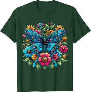 Butterfly With Flowers Aesthetic Butterfly T-Shirt - T-Shirt | Forest