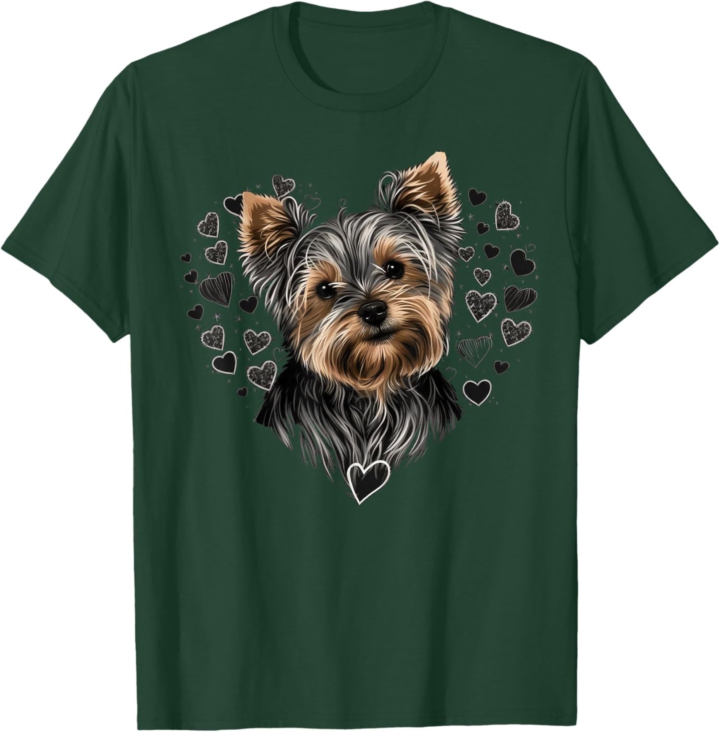 Love Heart for Valentines Day on Yorkshire Terrier Lover T-Shirt - T-Shirt | Forest