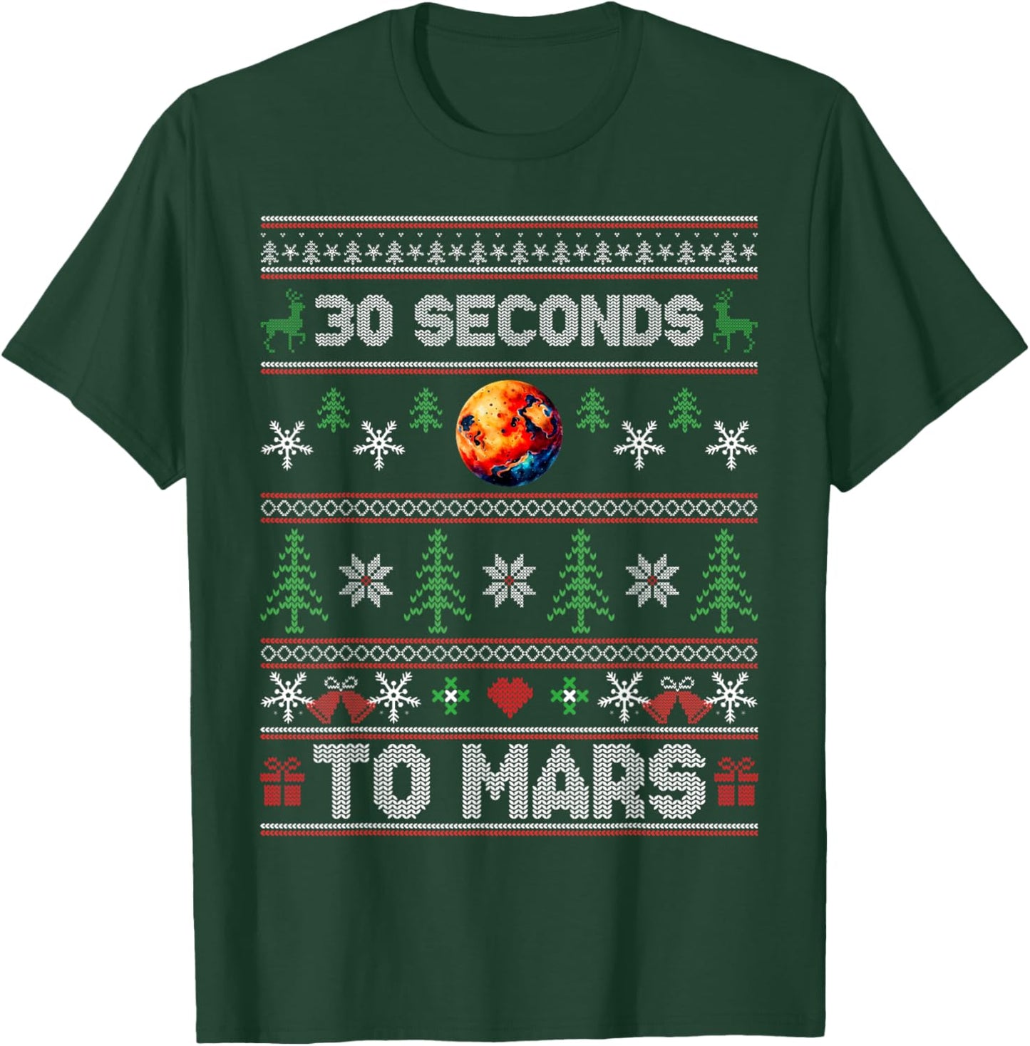 30 Seconds To Mars Ugly Christmas Sweater Funny Music Lovers T-Shirt - T-Shirt | Forest