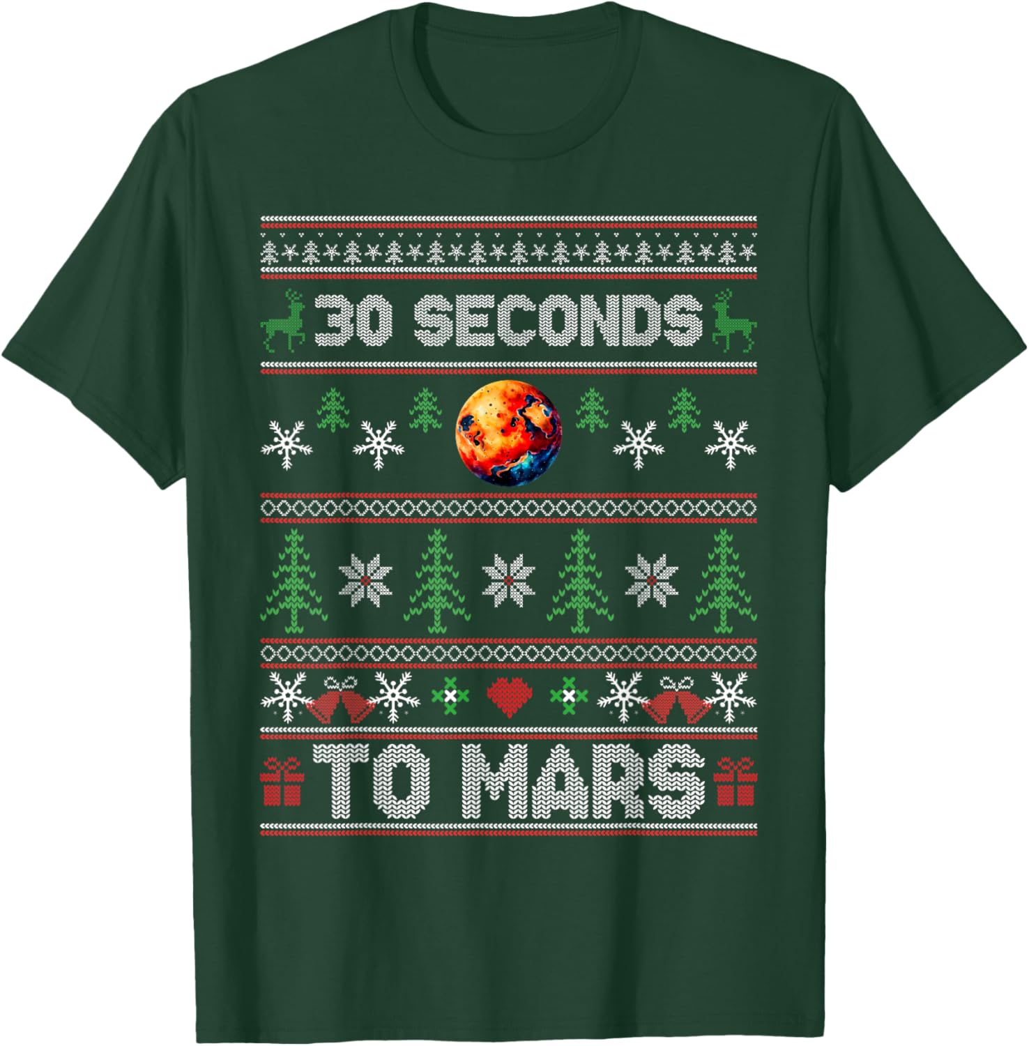 30 Seconds To Mars Ugly Christmas Sweater Funny Music Lovers T-Shirt - T-Shirt | Forest
