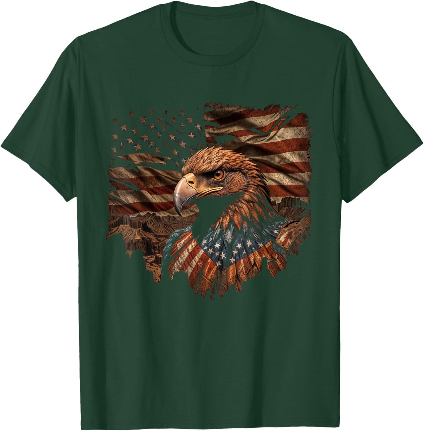 Eagle 4th Of July USA Flag Patriotic American T-Shirt - T-Shirt | Forest