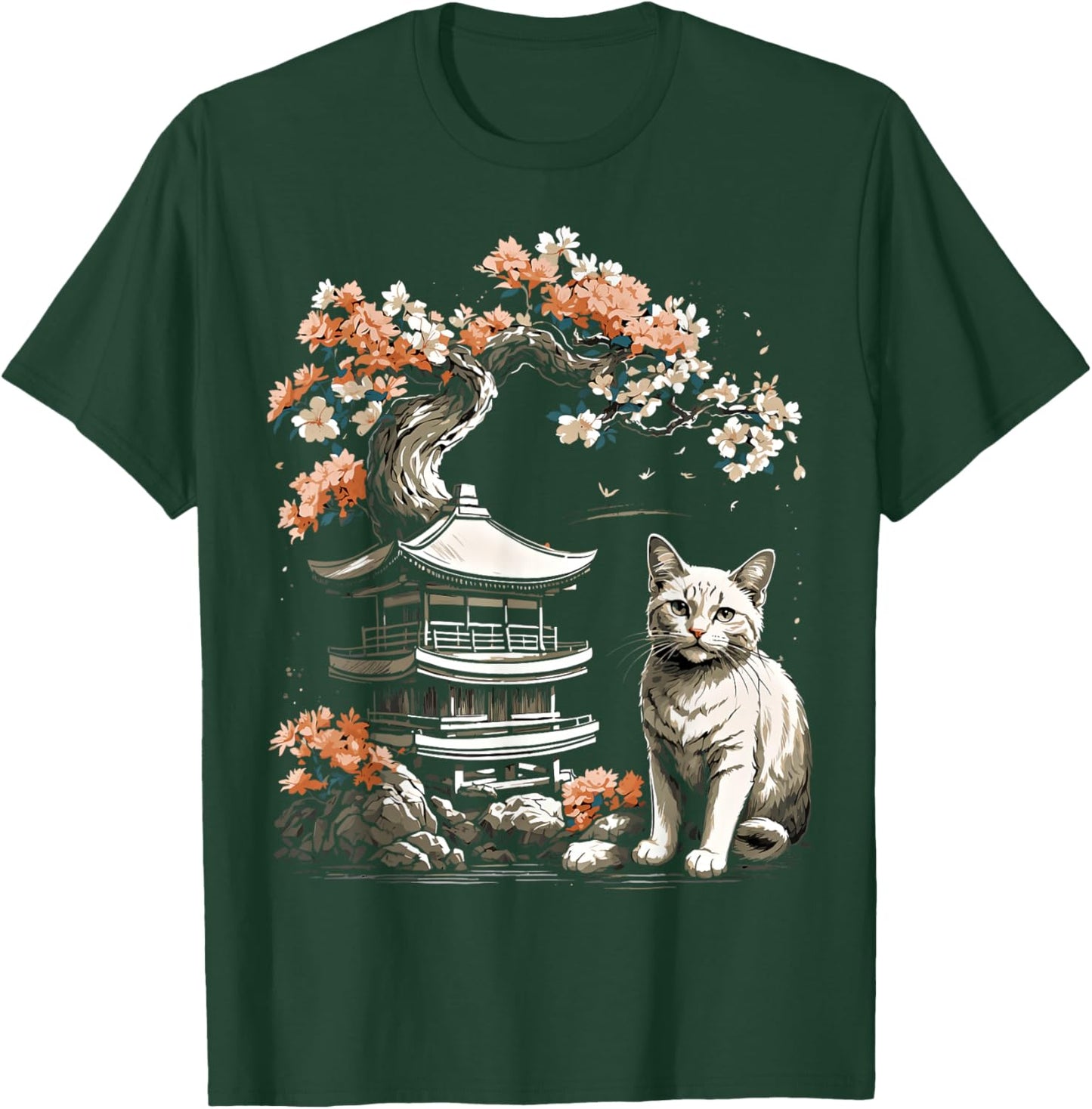 Japanische Katze, ästhetisch, japanischer Stil T-Shirt - T-Shirt | Forest