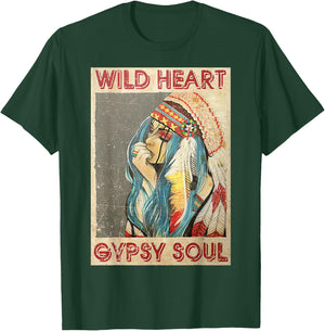 Native American Girl Wild Heart Gypsy Soul T-Shirt - T-Shirt | Forest