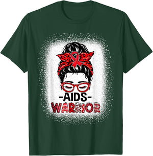 Aids Warrior Red Ribbon World Aids Day Hiv Aids Awareness T-Shirt - T-Shirt | Forest
