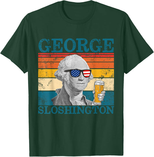 George Sloshington Retro Drinking President Washington T-Shirt - T-Shirt | Forest