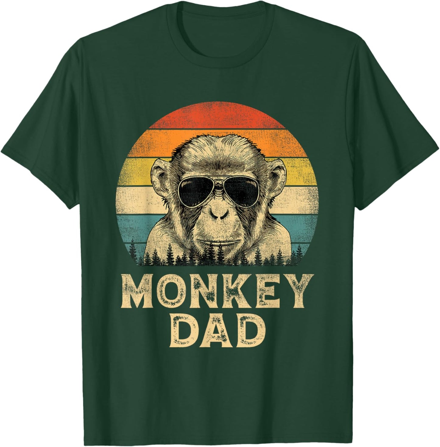 Vintage Monkey Dad Monkey Lovers Daddy Father's Day T-Shirt - T-Shirt | Forest