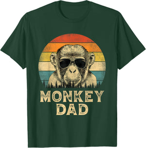 Vintage Monkey Dad Monkey Lovers Daddy Father's Day T-Shirt - T-Shirt | Forest