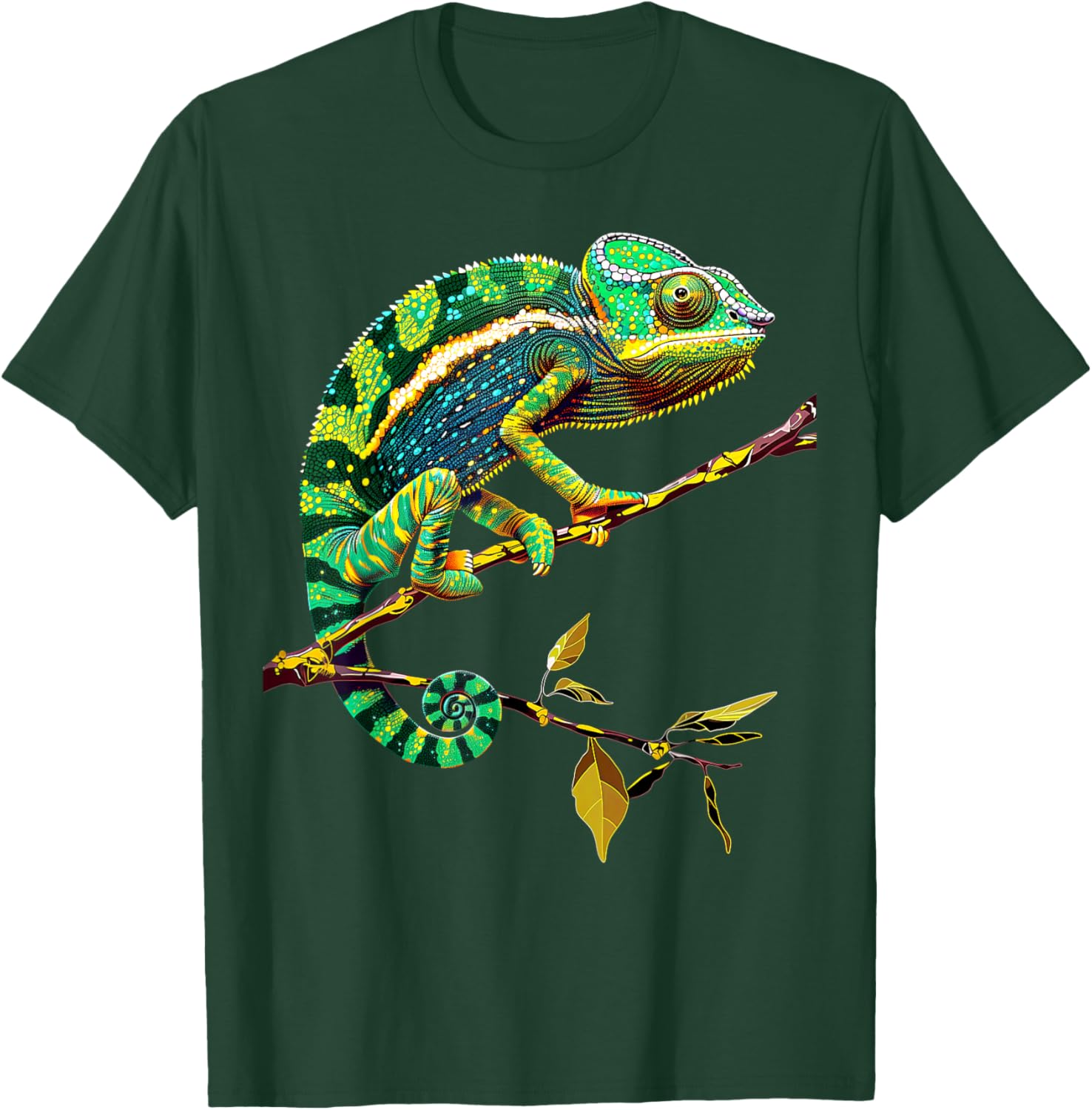 Chameleon Lizard Reptile Chameleon Iguana Chameleon , Black, S T-Shirt - T-Shirt | Forest