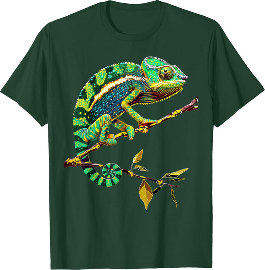 Chameleon Lizard Reptile Chameleon Iguana Chameleon , Black, S T-Shirt - T-Shirt | Forest