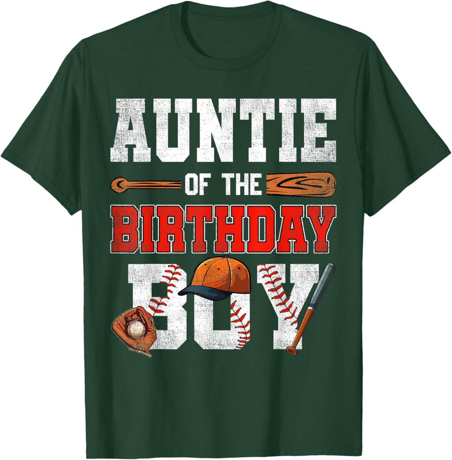 Auntie Of The Birthday Boy Baseball Bday Family T-Shirt - T-Shirt | Forest