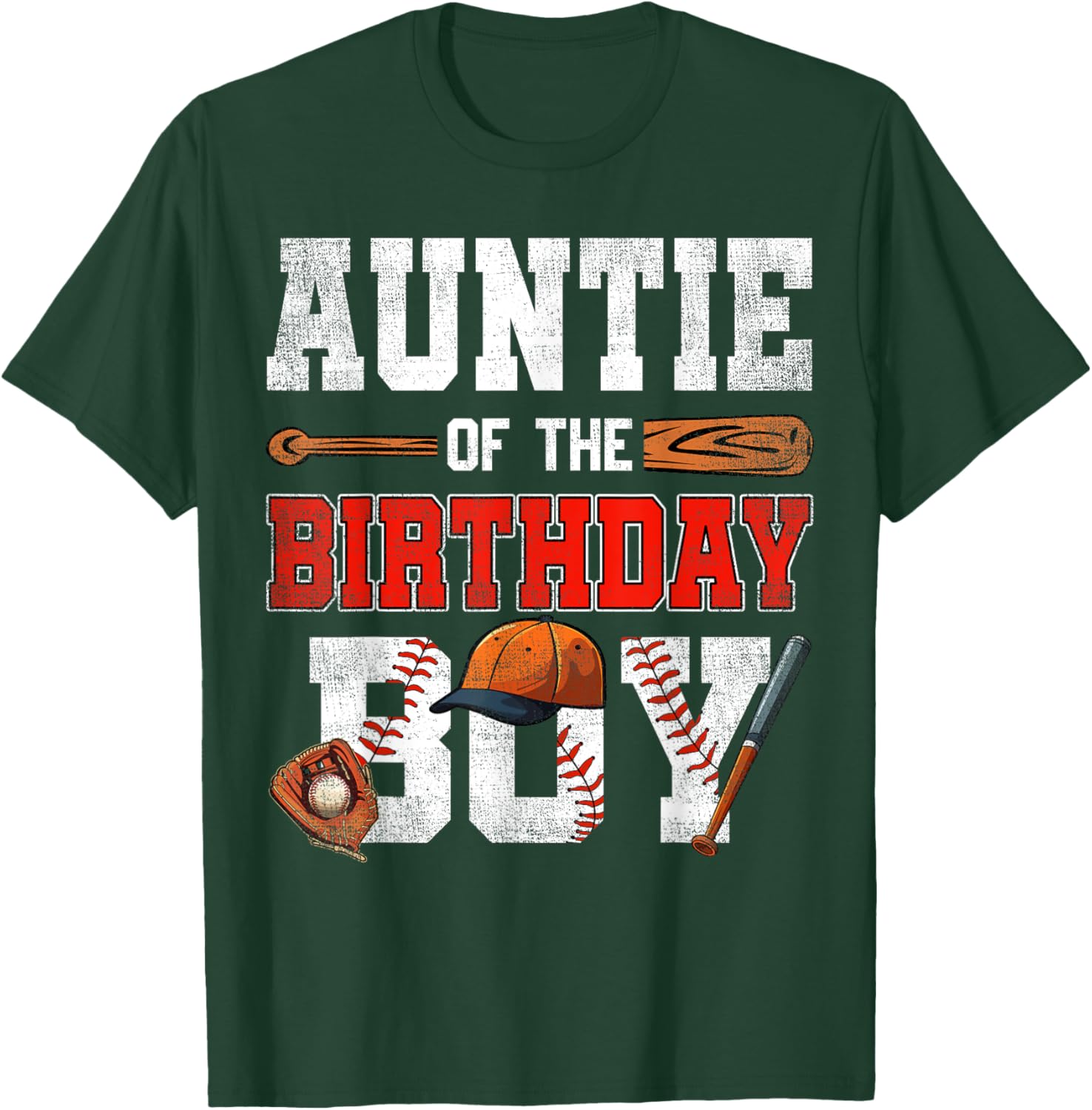 Auntie Of The Birthday Boy Baseball Bday Family T-Shirt - T-Shirt | Forest