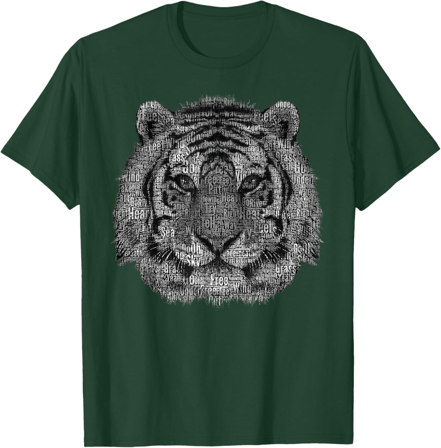 text word tiger head art face for lover Wild Tigers animal T-Shirt - T-Shirt | Forest