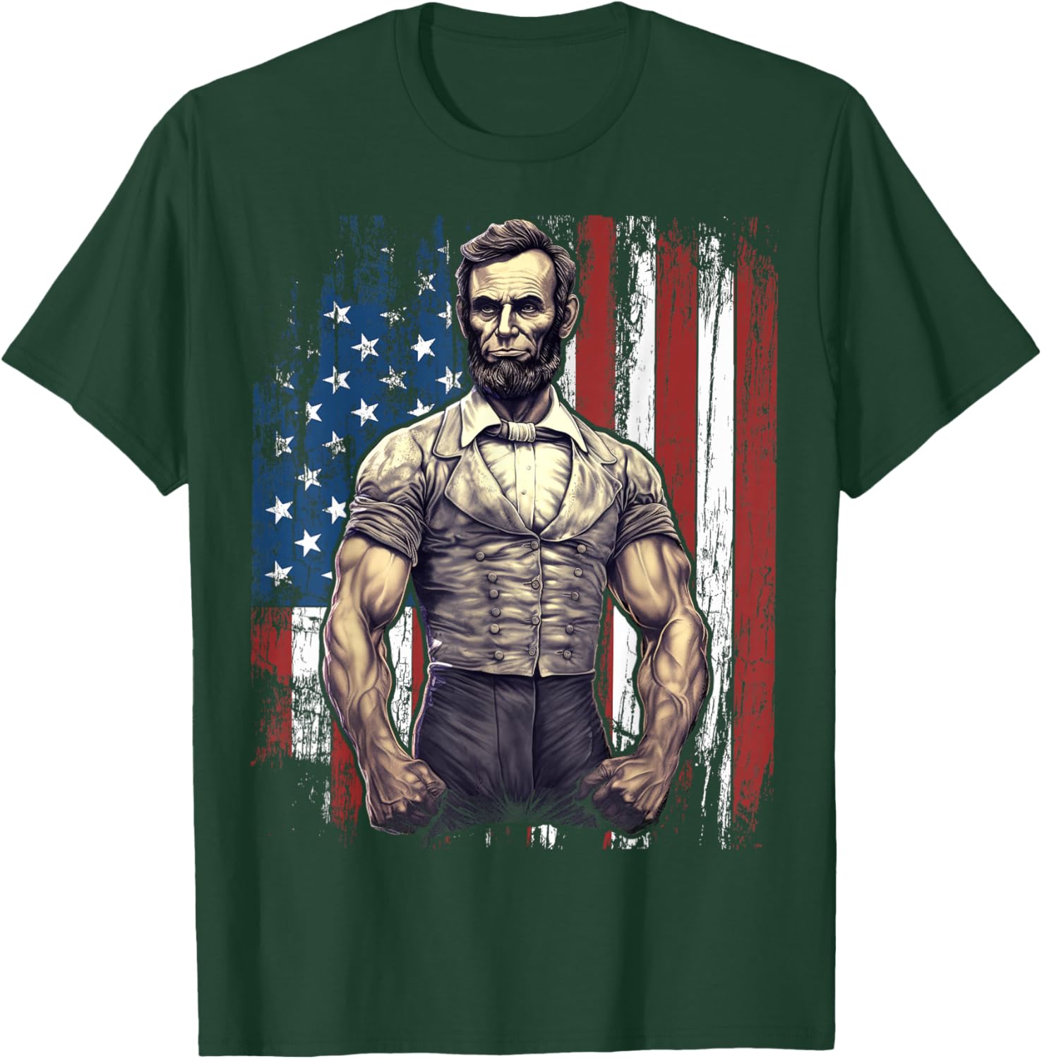 4th of July Patriotic Funny Abraham Lincoln Graphic July 4th T-Shirt - T-Shirt | Forest