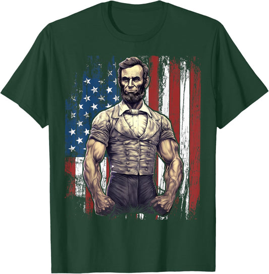 4th of July Patriotic Funny Abraham Lincoln Graphic July 4th T-Shirt - T-Shirt | Forest