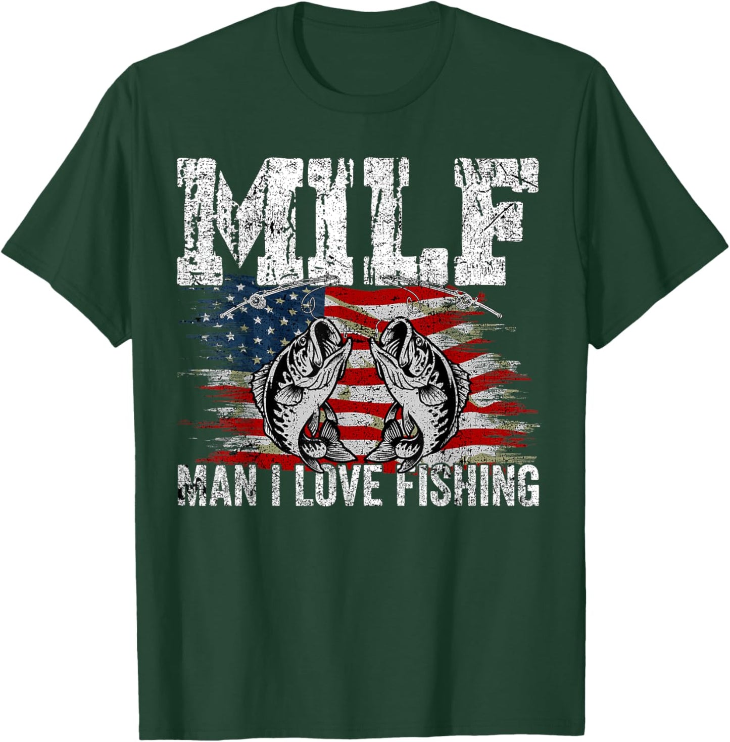 Vintage retro M.I.L.F Man I Love Fishing Funny Fishing MILF T-Shirt - T-Shirt | Forest