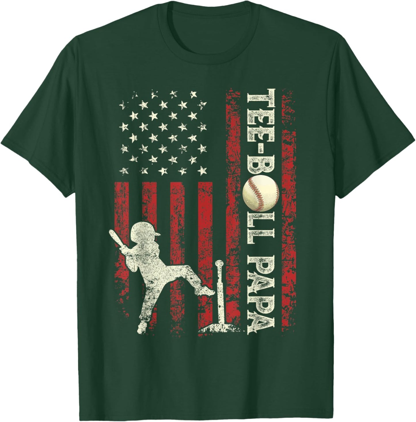 Ball Papa US Flag Gifts Dad Men Patriotic Fathers Day T-Shirt - T-Shirt | Forest