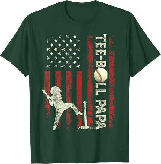 Ball Papa US Flag Gifts Dad Men Patriotic Fathers Day T-Shirt - T-Shirt | Forest