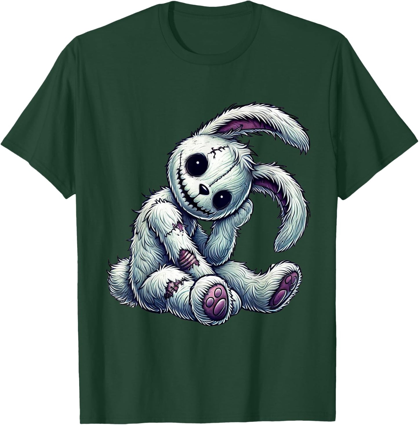 Zombie Bunny Stitched Easter gothic and Creepy Halloween T-Shirt - T-Shirt | Forest