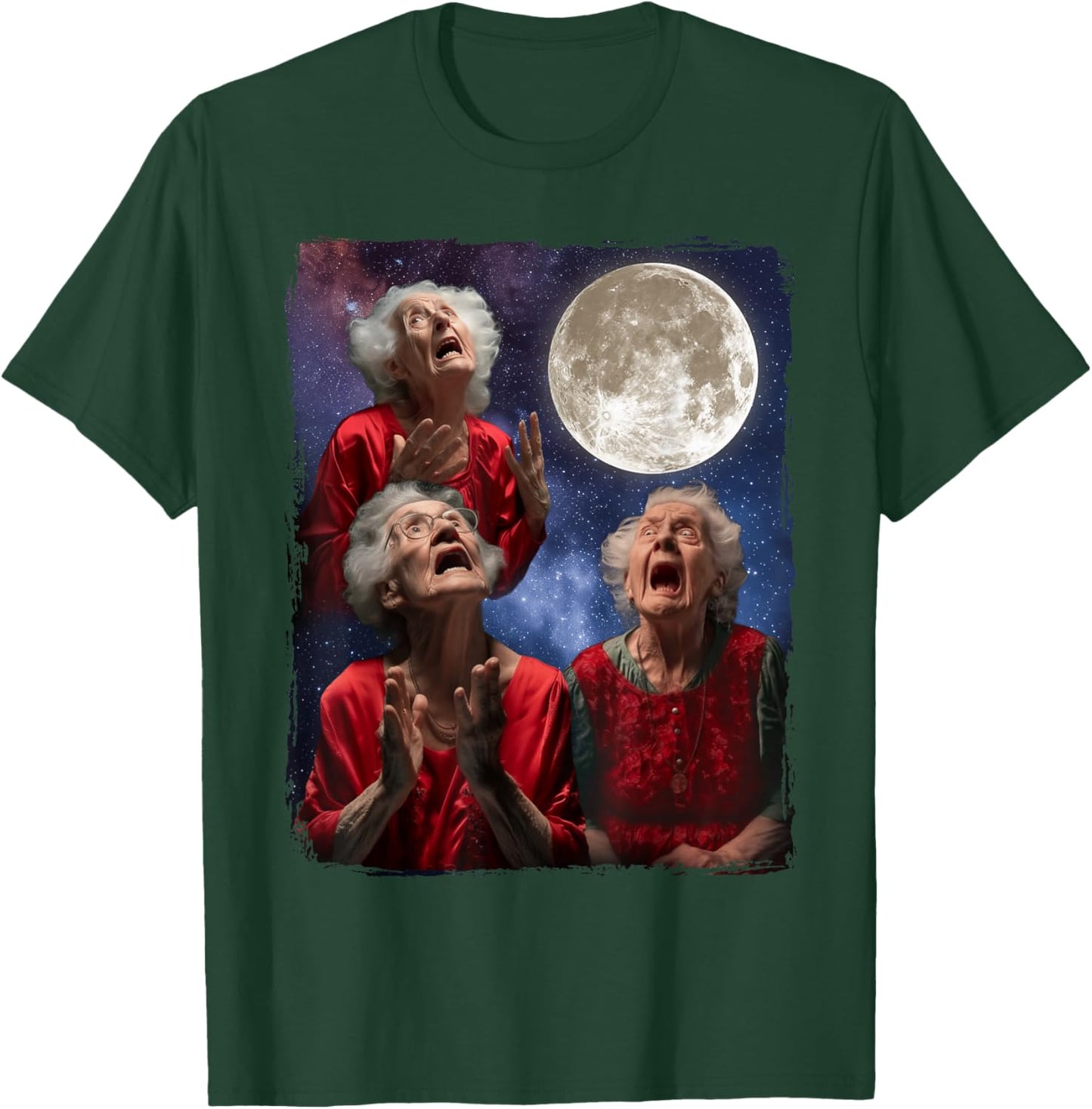 Grandma Howling At Moon Three Granny Moon T-Shirt - T-Shirt | Forest