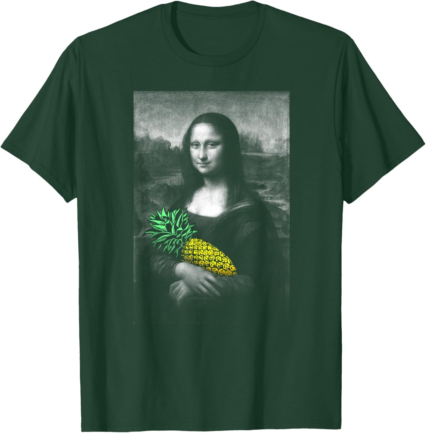Mona Lisa with Pineapple Funny Mashup T-Shirt - T-Shirt | Forest