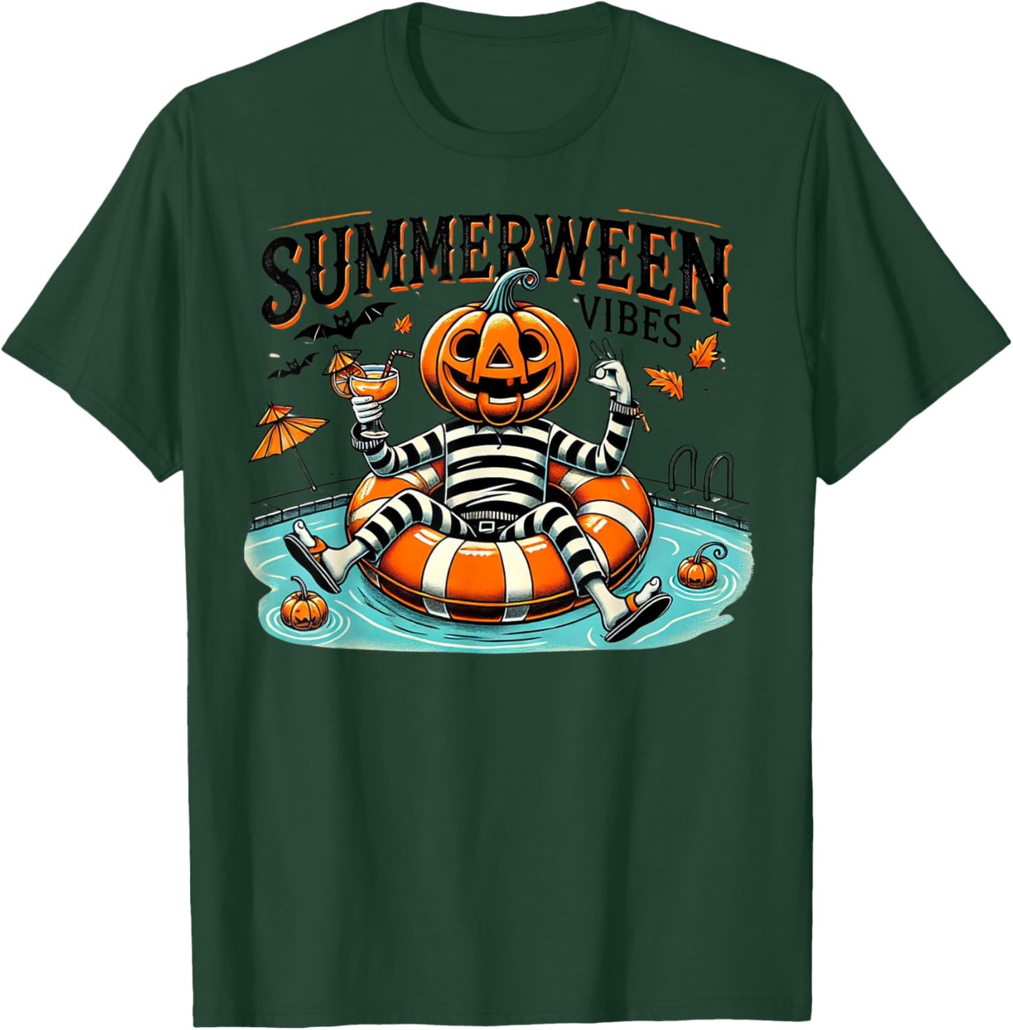 Summerween Vibes Spooky Summer Pumpkin Women Kids T-Shirt - T-Shirt | Forest