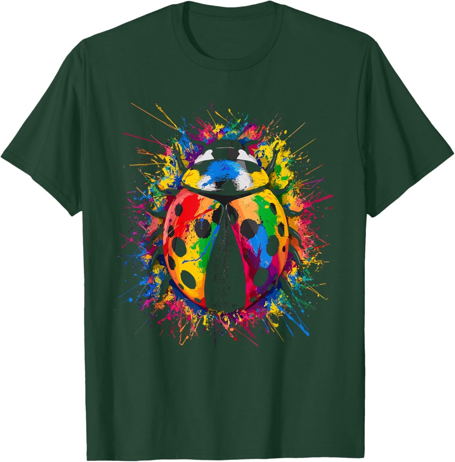 Colorful Paint Splash Ladybug Art Graphic T-Shirt - T-Shirt | Forest