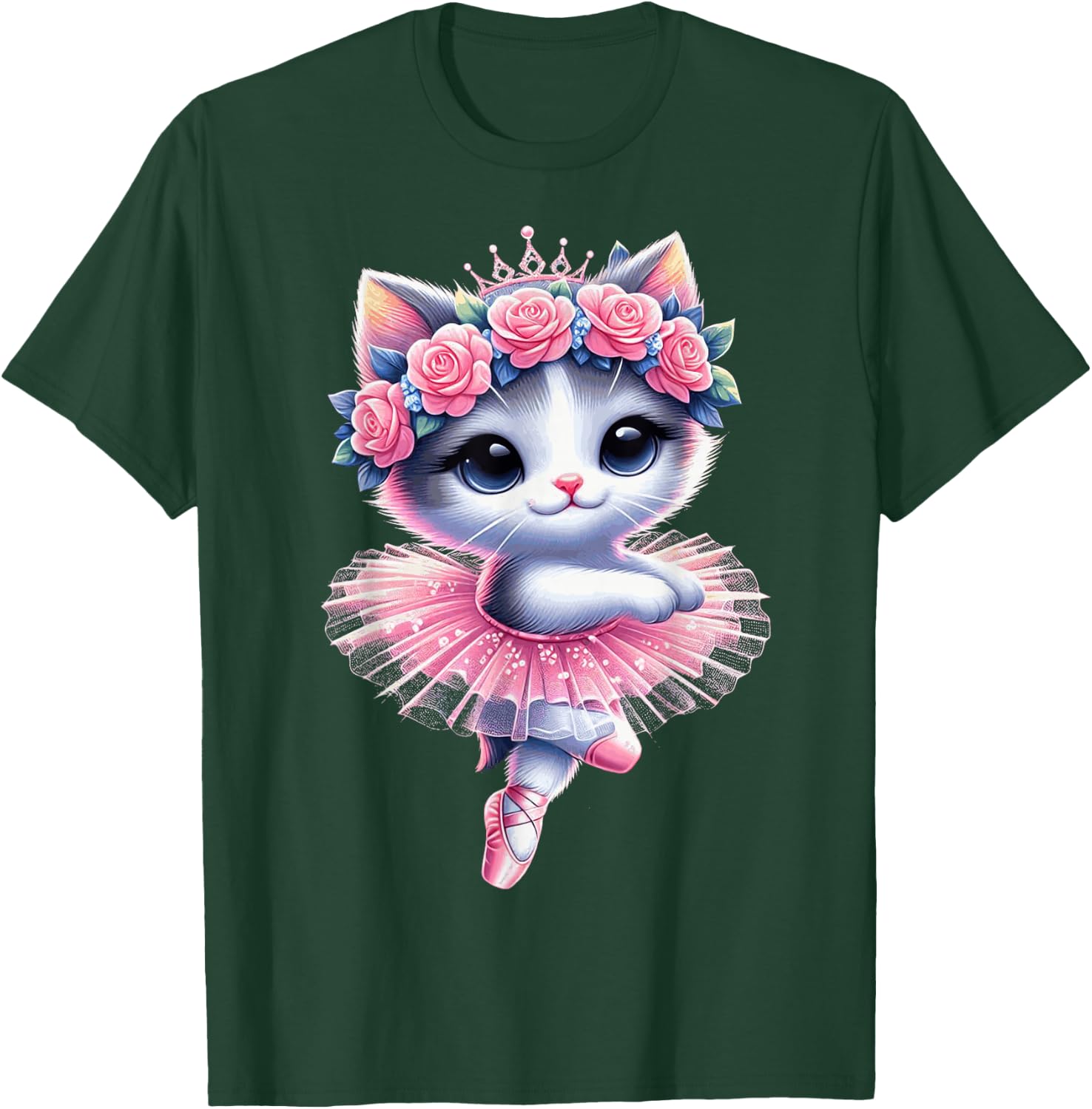 Cute Ballet Kitten Ballerina Cat Dancing Gracefully Tutu Art T-Shirt - T-Shirt | Forest