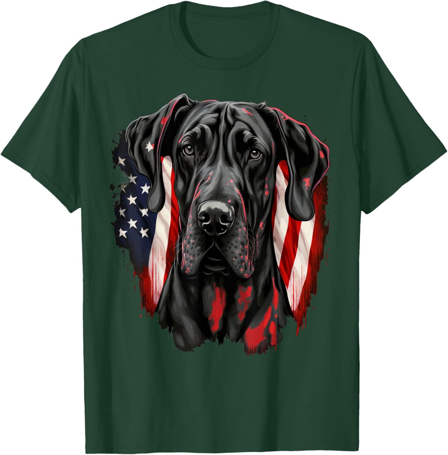 USA 4th of July Great Dane on Patriotic American Great Dane T-Shirt - T-Shirt | Forest